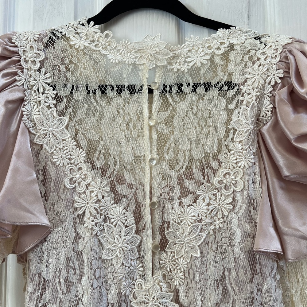 Vintage Cachet by Bari Protas Lace & Satin 80s Bridal Romantic Cottagecore  9/10 - Picture 5 of 8